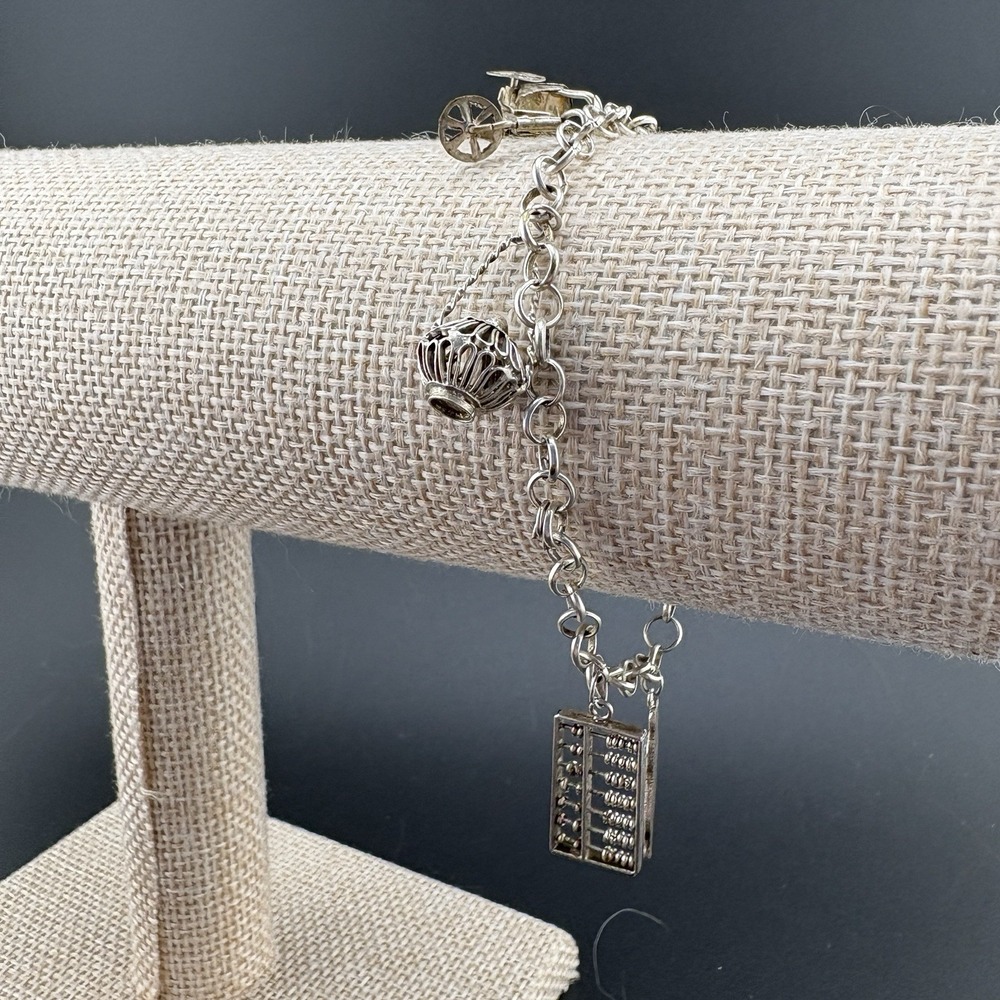 Vintage Charm Bracelet Chinoiserie Taiwan Travel Silver Tone Chain MCM - Picture 7 of 16